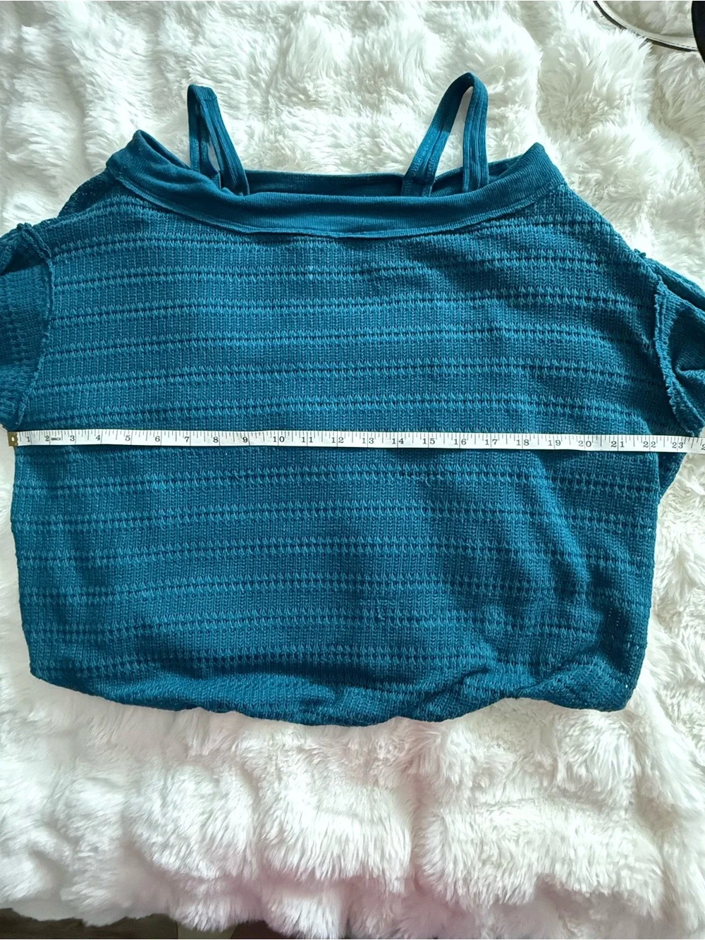 Free People Sistine Hacci Off Shoulder Teal Top Small
